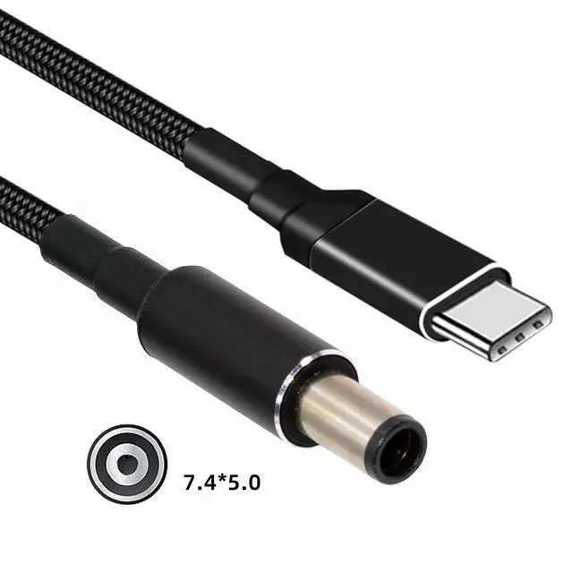 Alt view image 3 of 7 - 100W USB Type-C USB-C Power Input to 20V DC Plug 7.4 * 5.0mm Output 20V 5A 100W & 65W PD Charge Cable Compatible with H-P-Laptop (6ft/180cm)
