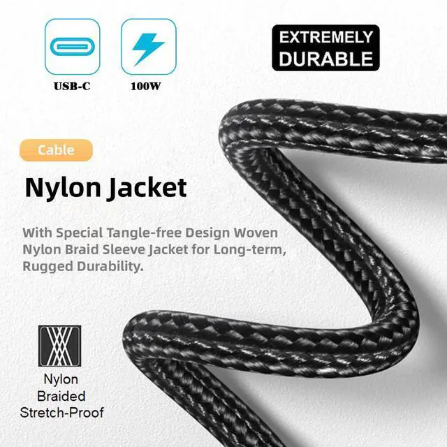 Alt view image 3 of 7 - 100W USB Type-C USB-C Power Input to Rectangular Jack Output 20V 5A 100W & 65W PD Charge Cable Compatible with Thinkpad X1 Legion Y7000P Laptop (6ft/180cm)