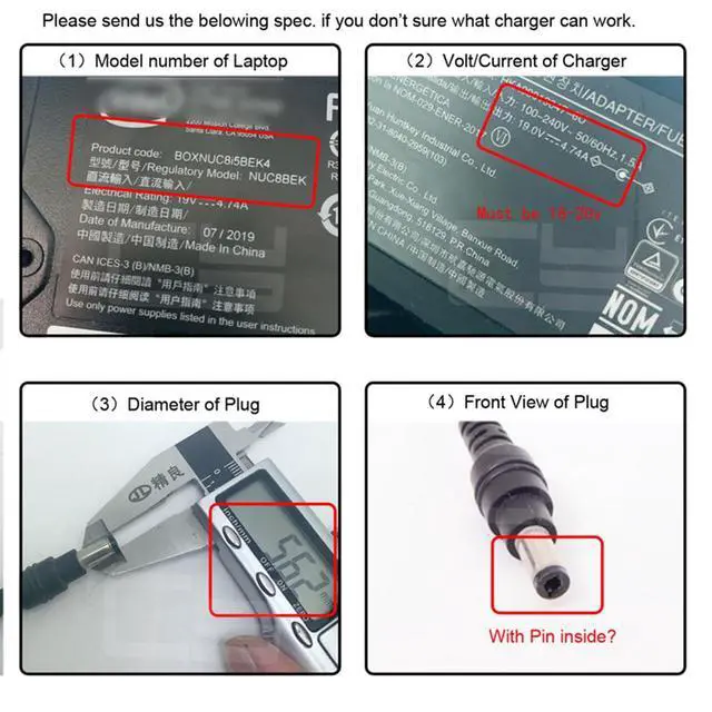 Alt view image 4 of 7 - 100W USB Type-C USB-C Power Input to Rectangular Jack Output 20V 5A 100W & 65W PD Charge Cable Compatible with Thinkpad X1 Legion Y7000P Laptop (6ft/180cm)