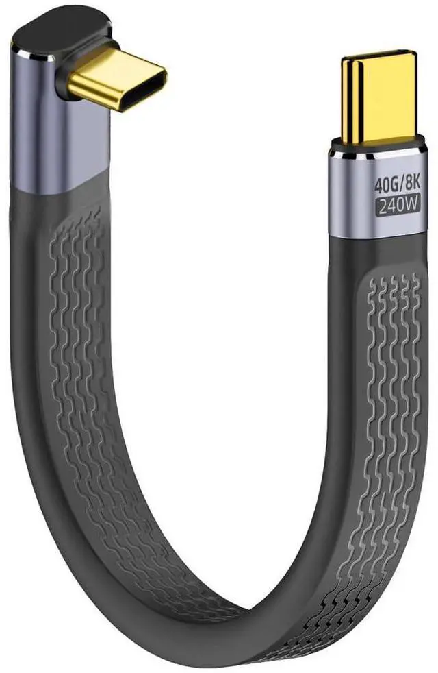 Main image of USB4.0 Up Angled 240W Type-C USB-C Male to Male USB4 40Gbps 100W 8K Flat Slim FPC Data Cable Compatible with Laptop Phone 13cm (40Gbps 240W 8K)