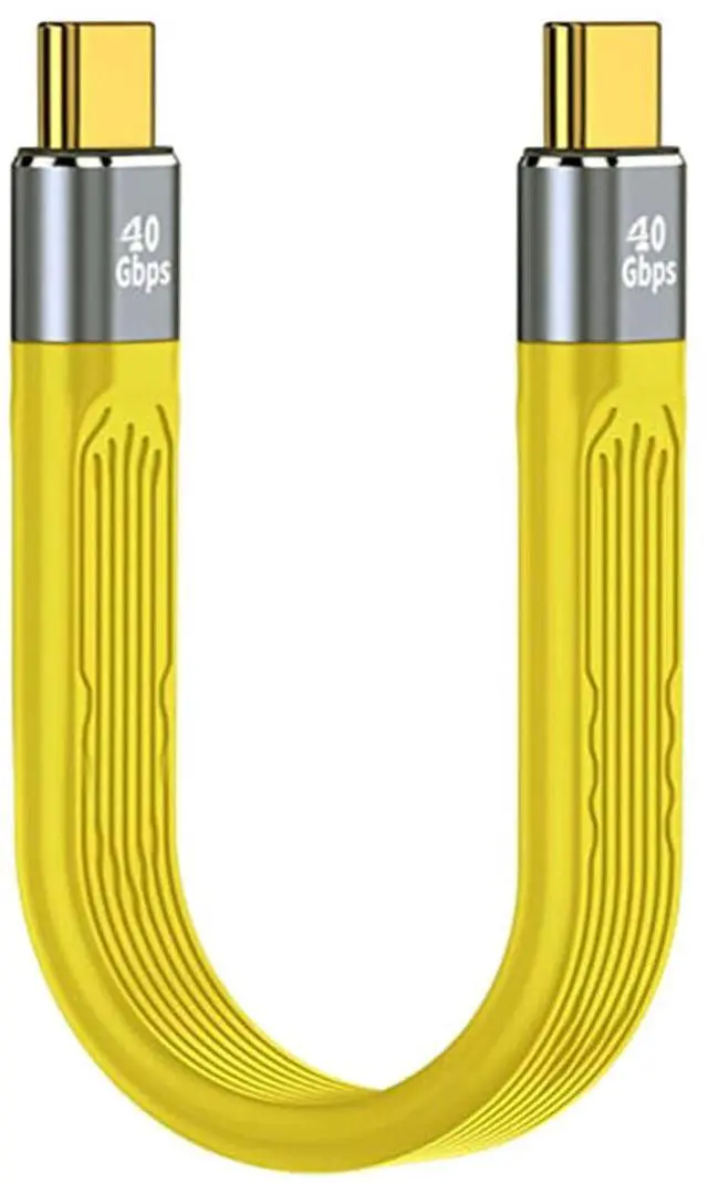 Main image of USB4.0 Type-C USB-C Male to Male USB4 Flat Slim FPC Data Cable Yellow Color Compatible with Laptop Phone 13cm (40Gbps 100W 8K)