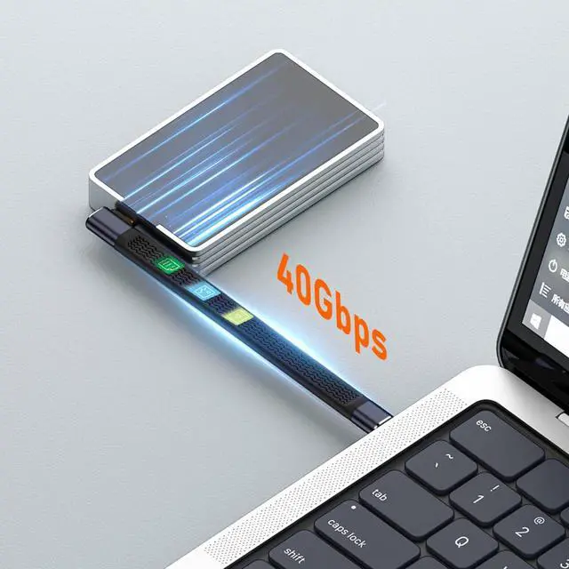 Alt view image 2 of 7 - USB4.0 Low Profile Angled 240W Type-C USB-C Male to Male USB4 40Gbps 100W 8K Flat Slim FPC Data Cable Compatible with Laptop Phone 13cm (40Gbps 240W 8K)