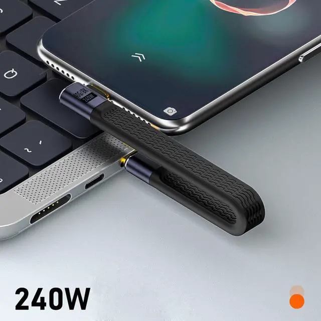 Alt view image 4 of 7 - USB4.0 Low Profile Angled 240W Type-C USB-C Male to Male USB4 40Gbps 100W 8K Flat Slim FPC Data Cable Compatible with Laptop Phone 13cm (40Gbps 240W 8K)