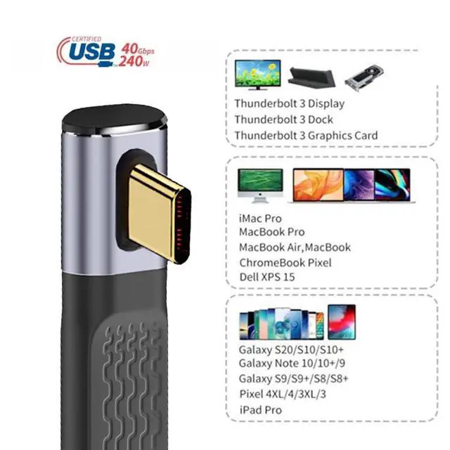 Alt view image 5 of 7 - USB4.0 Low Profile Angled 240W Type-C USB-C Male to Male USB4 40Gbps 100W 8K Flat Slim FPC Data Cable Compatible with Laptop Phone 13cm (40Gbps 240W 8K)