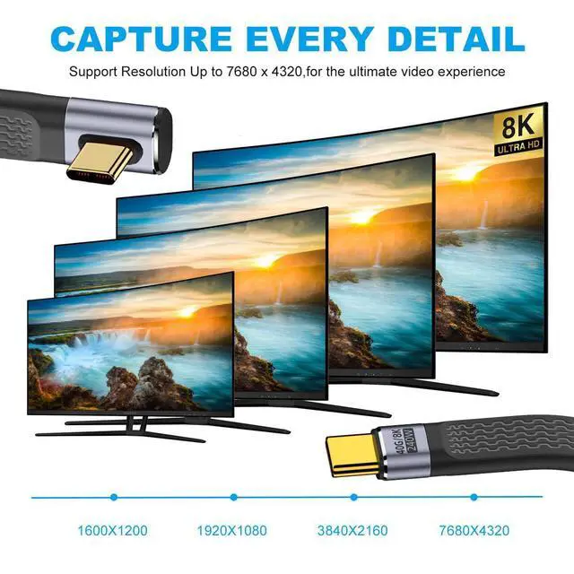 Alt view image 7 of 7 - USB4.0 Low Profile Angled 240W Type-C USB-C Male to Male USB4 40Gbps 100W 8K Flat Slim FPC Data Cable Compatible with Laptop Phone 13cm (40Gbps 240W 8K)
