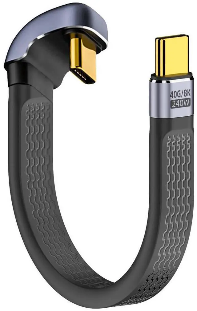 Main image of USB4.0 240W Type-C USB-C Male to Male USB4 40Gbps 100W 8K Flat Slim FPC Data Opposite U Shape Back Angled Cable Compatible with Laptop Phone 13cm (40Gbps 240W 8K)