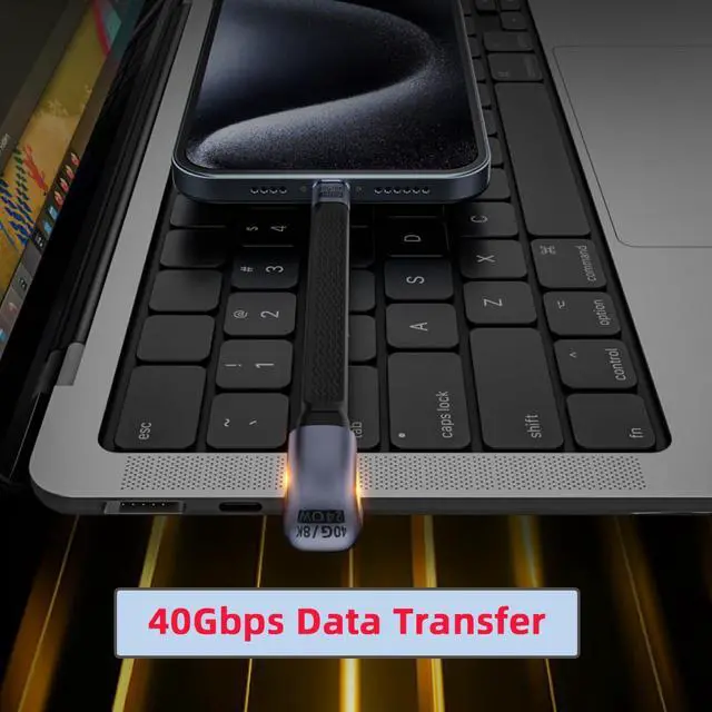 Alt view image 6 of 7 - USB4.0 240W Type-C USB-C Male to Male USB4 40Gbps 100W 8K Flat Slim FPC Data Opposite U Shape Back Angled Cable Compatible with Laptop Phone 13cm (40Gbps 240W 8K)