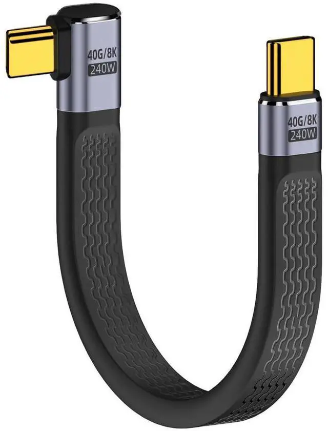 Main image of USB4.0 Right Angled 240W Type-C USB-C Male to Male USB4 40Gbps 100W 8K Flat Slim FPC Data Cable Compatible with Laptop Phone 13cm (40Gbps 240W 8K)