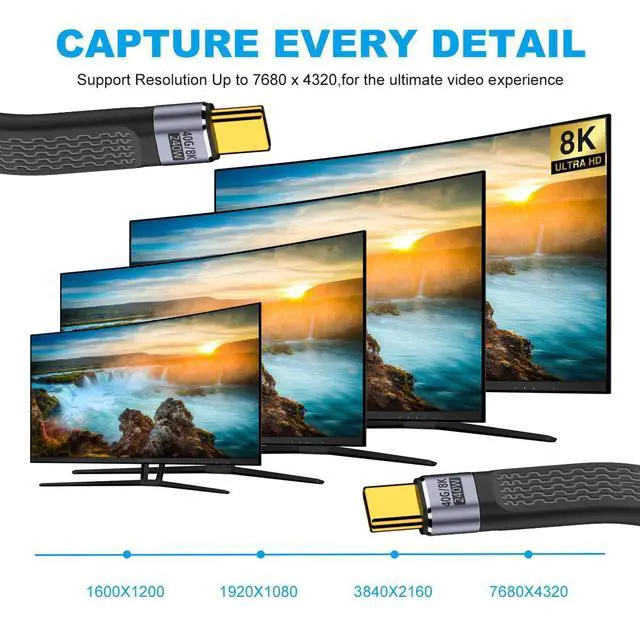 Alt view image 5 of 7 - USB4.0 240W Type-C USB-C Male to Male USB4 40Gbps 100W 8K Flat Slim FPC Data Cable Compatible with Laptop Phone 13cm (40Gbps 240W 8K)