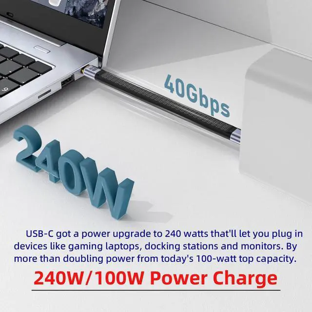 Alt view image 6 of 7 - USB4.0 240W Type-C USB-C Male to Male USB4 40Gbps 100W 8K Flat Slim FPC Data Cable Compatible with Laptop Phone 13cm (40Gbps 240W 8K)