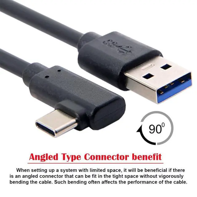 Alt view image 6 of 7 - USB 3.1 Type-C Left Right Angled Type 90 Degree to Standard USB3.0 Data Cable Compatible for Camera Link VR (1.5M)