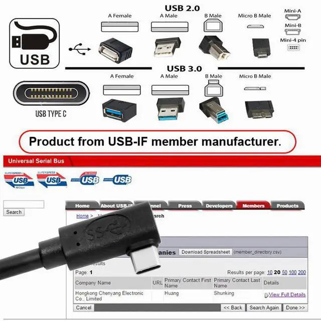 Alt view image 2 of 7 - USB 3.1 Type-C Left Right Angled Type to Standard USB3.0 Data Cable Compatible for Camera Link VR (5.0M)
