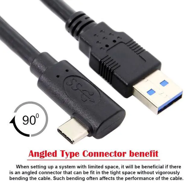 Alt view image 4 of 7 - USB 3.1 Type-C Left Right Angled Type to Standard USB3.0 Data Cable Compatible for Camera Link VR (5.0M)