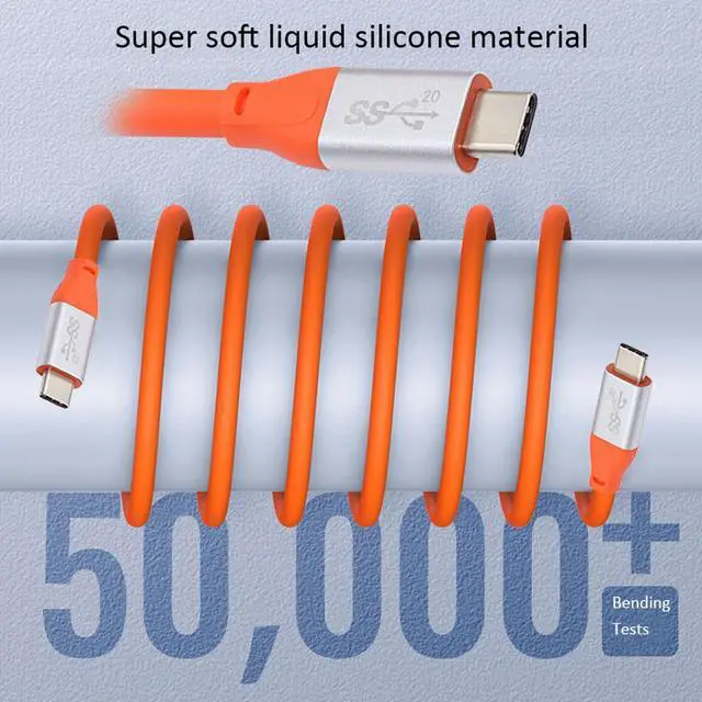 Alt view image 6 of 7 - Ultra Soft High Flex USB4 Cable Male to Male 20Gbps with 100W Charging and 8K 5K@60Hz USB4.0 Compatible with Thunderbolt3/4 (200cm)