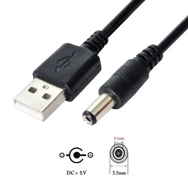 Alt view image 2 of 7 - USB Type-A Male Input to 5V DC 5.5 * 2.1mm Output Power Charge Cable 100cm for DC5V Desk Lamp Fan Camera