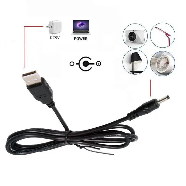 Alt view image 3 of 7 - USB Type-A Male Input to 5V DC 4.0 * 1.7mm Output Power Charge Cable 100cm for DC5V Desk Lamp Fan Camera