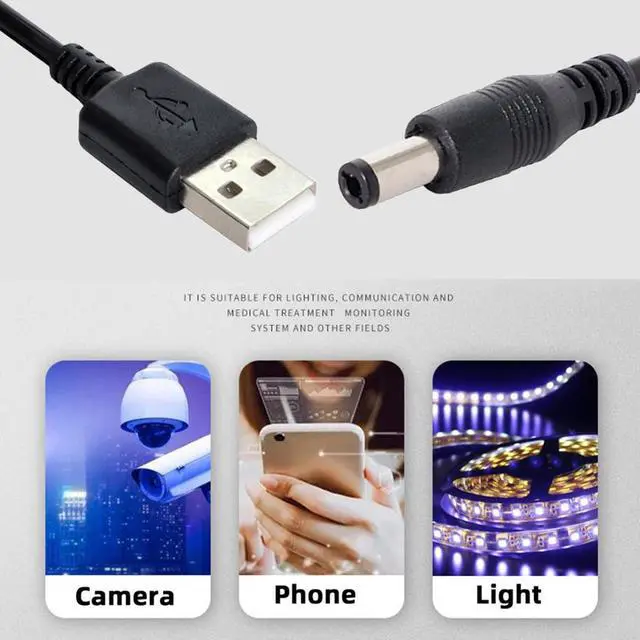 Alt view image 3 of 7 - USB Type-A Male Input to 5V DC 5.5 * 2.5mm Output Power Charge Cable 100cm for DC5V Desk Lamp Fan Camera