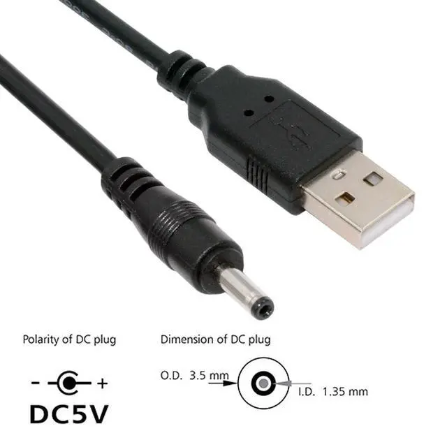 Alt view image 5 of 7 - USB Type-A Male Input to 5V DC 3.5 * 1.3mm Output Power Charge Cable 100cm for DC5V Desk Lamp Fan Camera