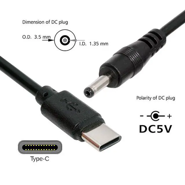 Alt view image 4 of 7 - Type C USB-C Input with 5.1K Resistor to 5V DC 3.5 * 1.3mm Output Power Charge Cable 100cm for DC5V Desk Lamp Fan Camera