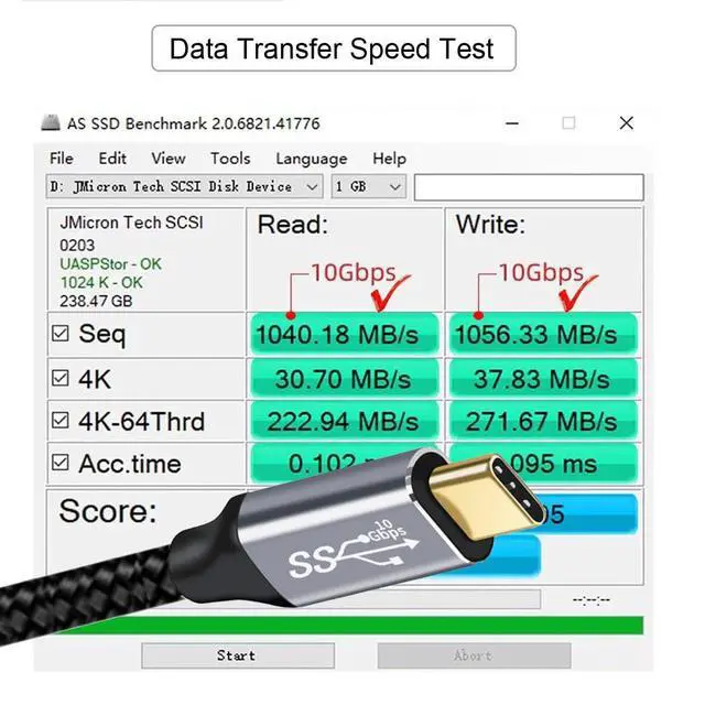 Alt view image 7 of 7 - 10Gbps USB-C USB 3.1 Type C Gen2 Male to Male Data Video 100W Cable with E-Marker for Tablet & Phone & Laptop (1.5M)