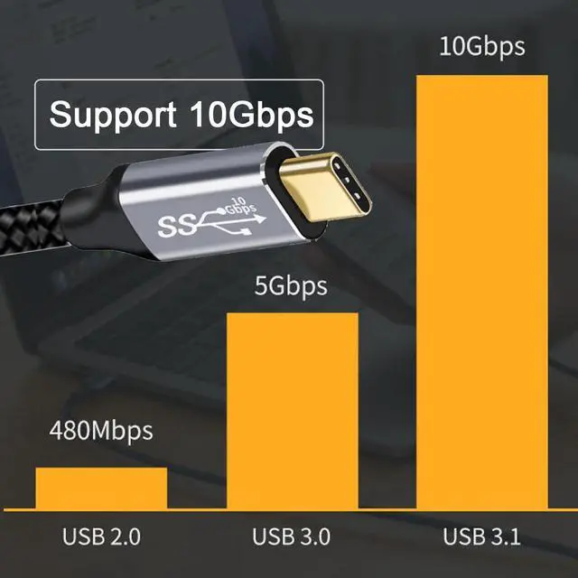 Alt view image 2 of 7 - Type-C USB-C Male to Male USB3.1 10Gbps Video 4K 100W 20V 5A PD Power Data Cable with E-Marker (200cm)