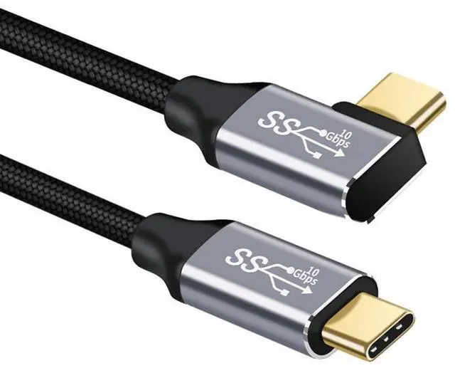 Main image of Type-C USB-C Left Right Angled Male to Straight Male USB3.1 10Gbps Video 4K 100W 20V 5A PD Power Data Cable with E-Marker (200cm)