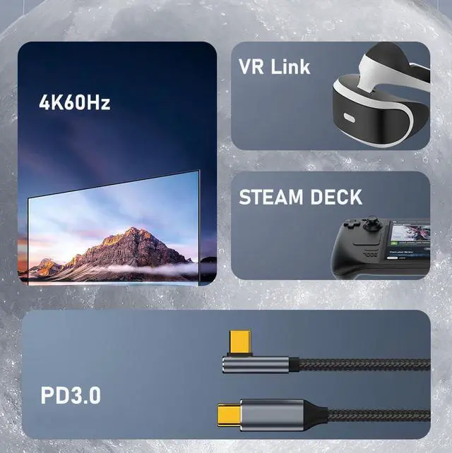Alt view image 5 of 7 - Type-C USB-C Low Profile Right Angled Male to Straight Male USB3.1 10Gbps Video 4K 100W 20V 5A PD Power Data Cable with E-Marker (50cm)