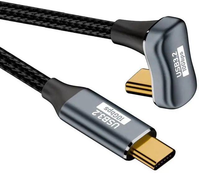 Main image of Type-C USB-C Opposite U Shape Back Angled Male to Straight Male USB3.1 10Gbps Video 4K 100W 20V 5A PD Power Cable with E-Marker (100cm)