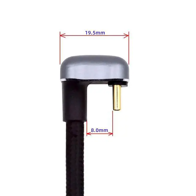 Alt view image 2 of 7 - Type-C USB-C Opposite U Shape Back Angled Male to Straight Male USB3.1 10Gbps Video 4K 100W 20V 5A PD Power Cable with E-Marker (100cm)