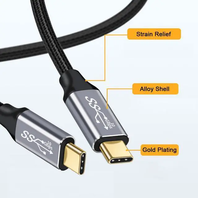 Alt view image 3 of 7 - 10Gbps USB-C USB 3.1 Type C Gen2 Male to Male Data Video 100W Cable with E-Marker for Tablet & Phone & Laptop (1.5M)