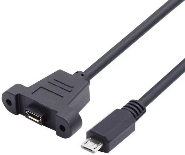 Main image of Micro USB 5Pin Male to Female Extension Panel Mount Type Cable Power Data 480Mbps with Screws Hole (50cm)