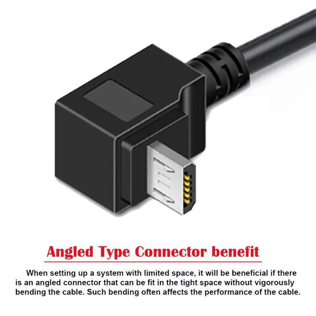 Alt view image 3 of 7 - 2pcs Up & Down 90 Degree Angled Micro USB 2.0 Male to Female Extension Cable 0.2m Full Pin Connected (20CM)
