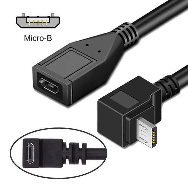 Alt view image 7 of 7 - 2pcs Up & Down 90 Degree Angled Micro USB 2.0 Male to Female Extension Cable 0.2m Full Pin Connected (20CM)