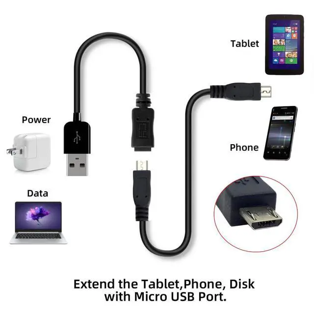 Alt view image 5 of 7 - Micro USB2.0 Male to Micro USB Male 5Pin Data Charge Cable 480Mbps for Phone Tablet Camera (100cm)