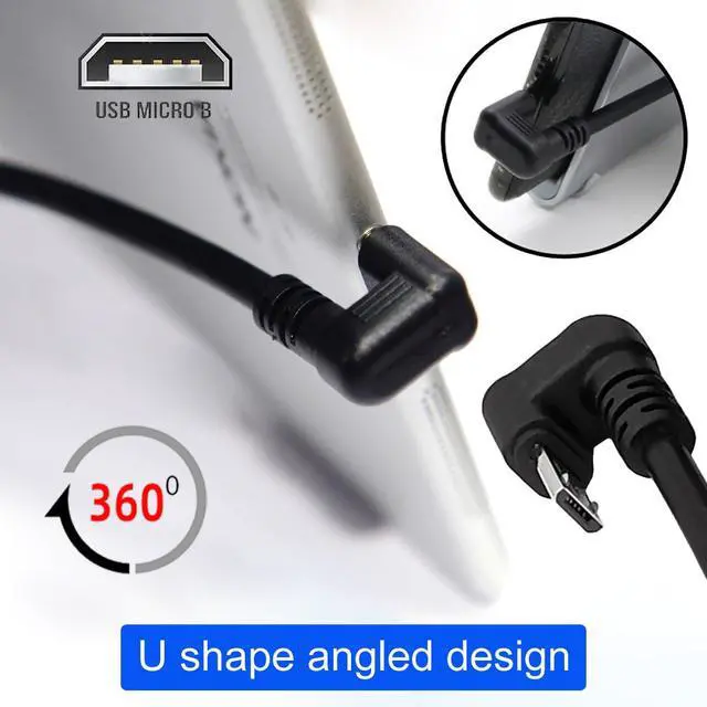 Alt view image 6 of 7 - Opposite U Shape Back Angled Micro USB 2.0 Male to Female Data Charge Cable 480Mbps for Phone Extension (30cm)