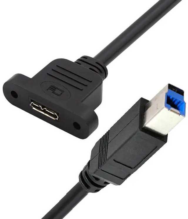 Main image of USB 3.0 Type-B Male to Micro 3.0 Type-B Female Screw Mount Type Extension Power Data Cable 480Mbps (50cm)