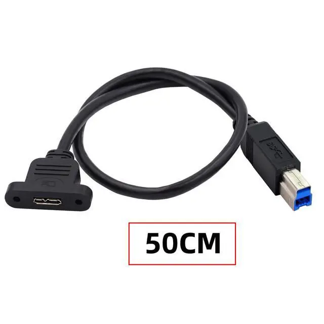 Alt view image 2 of 7 - USB 3.0 Type-B Male to Micro 3.0 Type-B Female Screw Mount Type Extension Power Data Cable 480Mbps (50cm)