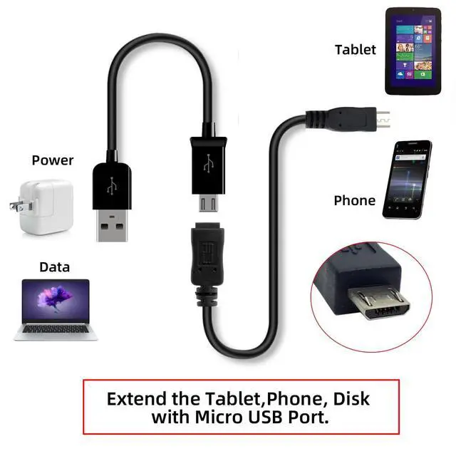 Alt view image 5 of 7 - Full 5Pin Connected Micro USB 2.0 Type-B 5Pin Male to Female Extension Cable for Tablet Phone Data Power OTG (150cm)