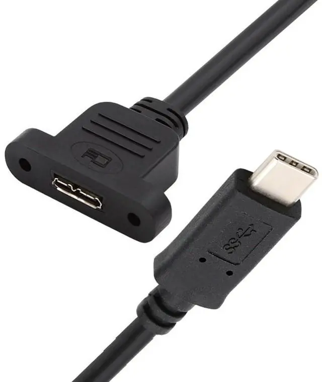 Main image of USB 3.0 Type-C USB-C Male to Micro 3.0 Type-B Female Screw Mount Type Extension Data Cable 480Mbps (50cm)