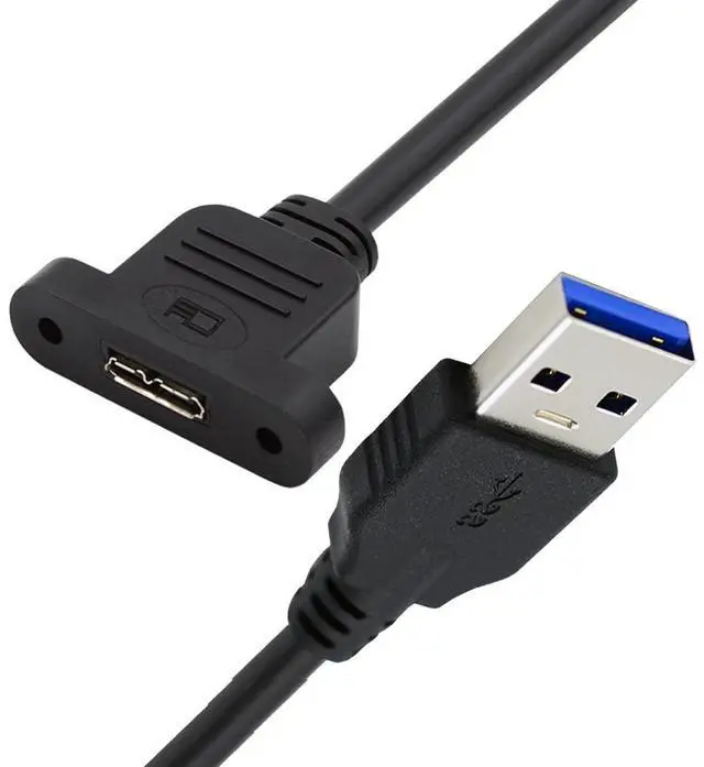 Main image of USB 3.0 Type-A Male to Micro 3.0 Type-B Female Screw Mount Type Extension Power Data Cable 480Mbps (50cm)