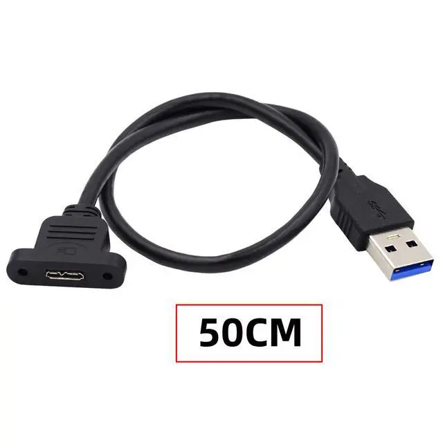 Alt view image 2 of 7 - USB 3.0 Type-A Male to Micro 3.0 Type-B Female Screw Mount Type Extension Power Data Cable 480Mbps (50cm)