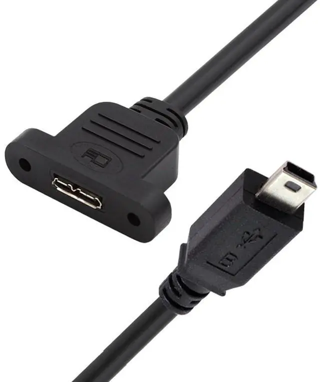 Main image of USB 2.0 Micro 5Pin Male to Micro 3.0 Type-B Female Screw Mount Type Extension Power Data Cable 480Mbps (50cm)