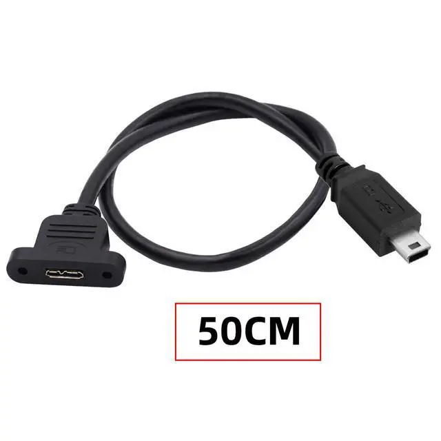 Alt view image 7 of 7 - USB 2.0 Micro 5Pin Male to Micro 3.0 Type-B Female Screw Mount Type Extension Power Data Cable 480Mbps (50cm)