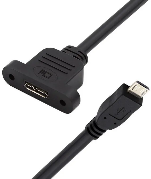 Main image of USB 2.0 Mini 5Pin Male to Micro 3.0 Type-B Female Screw Mount Type Extension Power Data Cable 480Mbps (50cm)