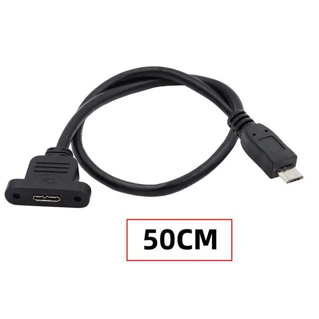 Alt view image 2 of 7 - USB 2.0 Mini 5Pin Male to Micro 3.0 Type-B Female Screw Mount Type Extension Power Data Cable 480Mbps (50cm)