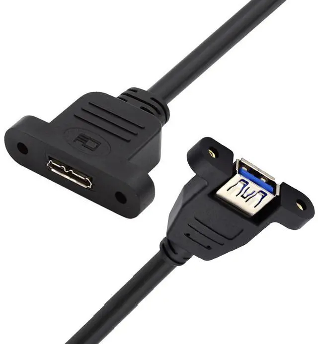 Main image of USB 3.0 Type-A Female to Micro 3.0 Type-B Female Screw Mount Type Extension Power Data Cable 480Mbps (50cm)