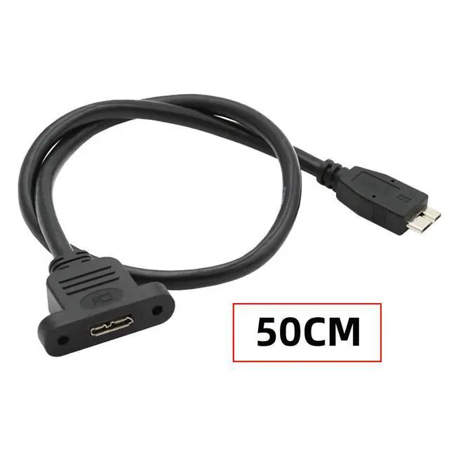Alt view image 2 of 7 - USB 3.0 Micro Male to Micro 3.0 Type-B Female Screw Mount Type Extension Power Data Cable 480Mbps (50cm)