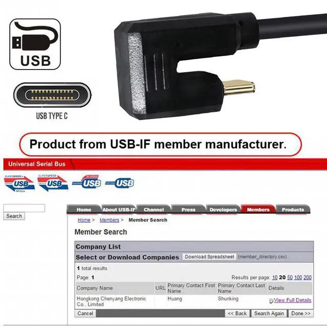 Alt view image 6 of 7 - USB3.1 Type-C Male to USB-C Male 360 Degree Opposite Back Angled Connector 10Gbps Data 4K Video 65W Power Cable 3ft (100cm)