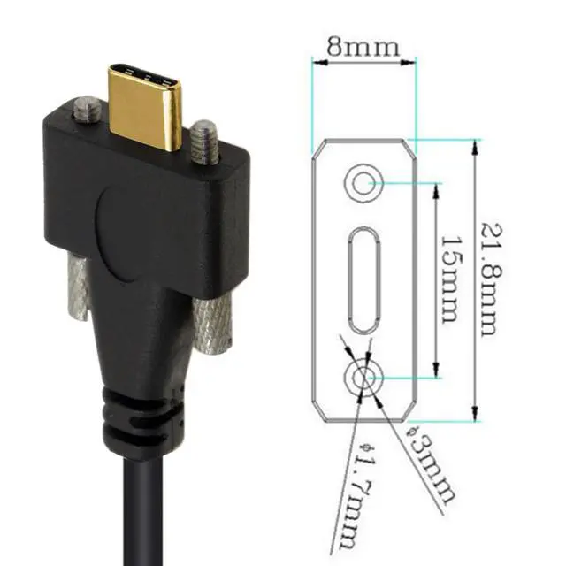 Alt view image 5 of 7 - USB 3.1 Type-C Male Dual Screw to Dual Thumbscrew Locking USB-C Up Down Angled 90 Degree 10Gbps Data Cable Panel Mount Type 3ft (100cm)