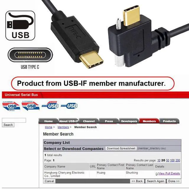 Alt view image 6 of 7 - USB 3.1 Type-C Male to Single Thumbscrew Locking USB-C Horizontal 90 Degree Left Right Angled 10Gbps Data Cable Panel Mount Type 3ft (100cm)